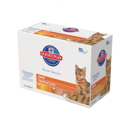 Science Plan Feline Adult Optimal Care Maaltijdzakjes Multipack Gevogelte