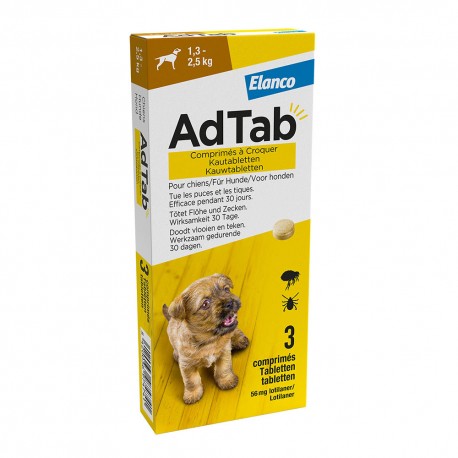 AdTab - Kauwtabletten voor honden tegen vlooien en teken